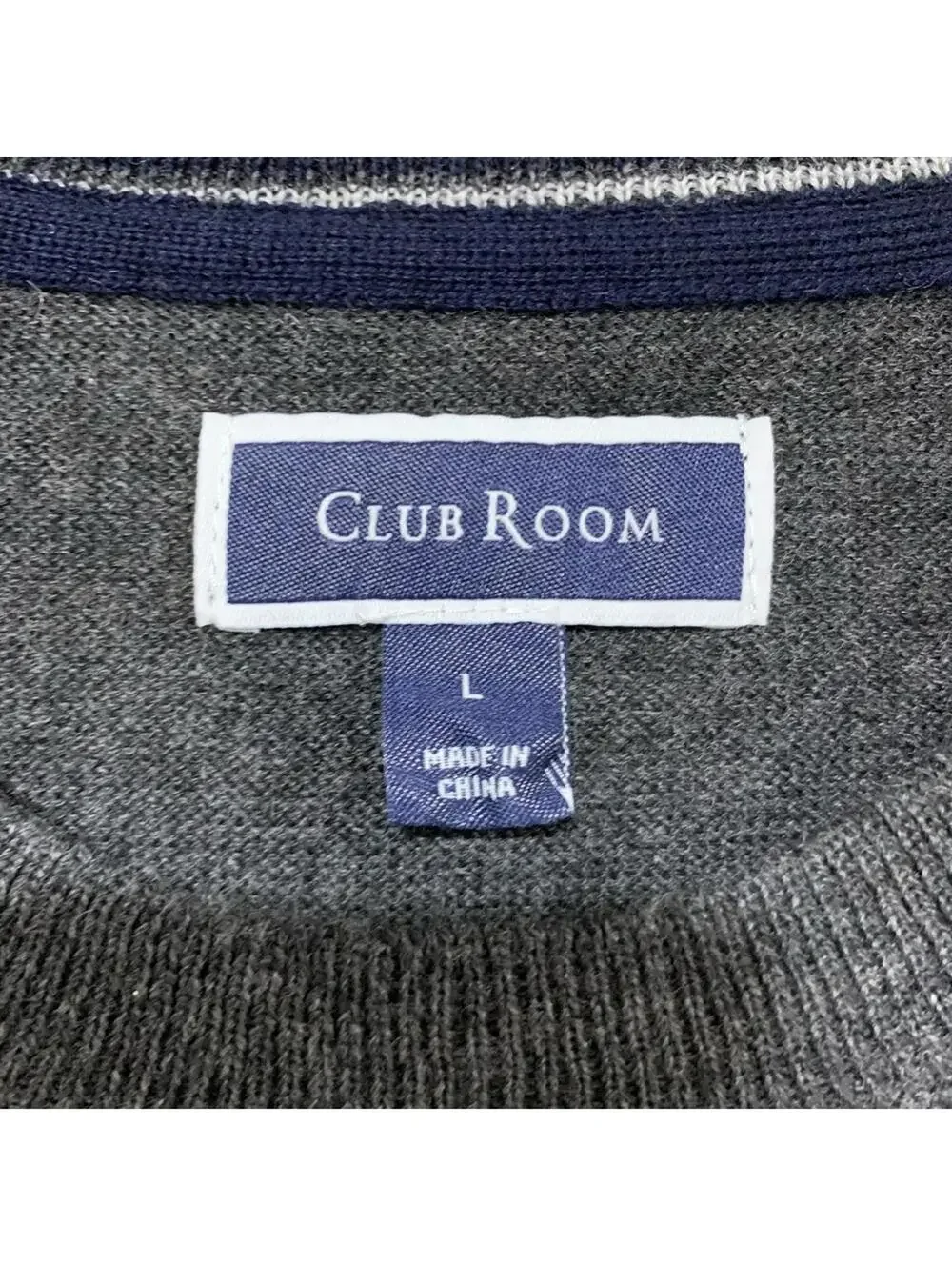 Club Room Grey Merino Wool Blend Crew Neck Sweater - Size Large